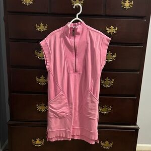 Pink Sleeveless Zip-Up Dress